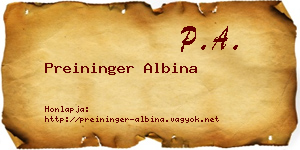 Preininger Albina névjegykártya